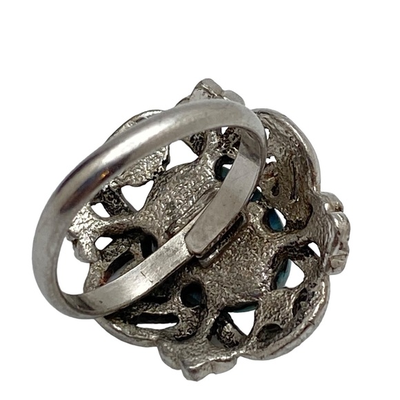 Vintage Sarah Coventry 1976 “Heritage” Adjustable Ring Open Scroll Turquoise - Picture 7 of 8